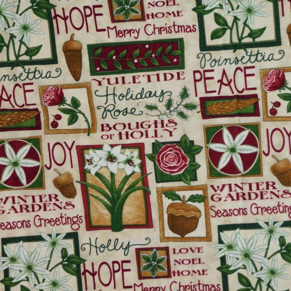 Debbie Mumm for SSI Holiday Christmas Fabric Winter Gardens Floral Words 3ydsx42
